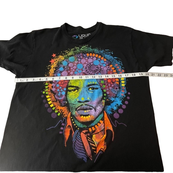 Liquid Blue Jimi Hendrix MultiColor "Trippy" Portrait Grapic Black Tee - Sz L - Picture 10 of 11